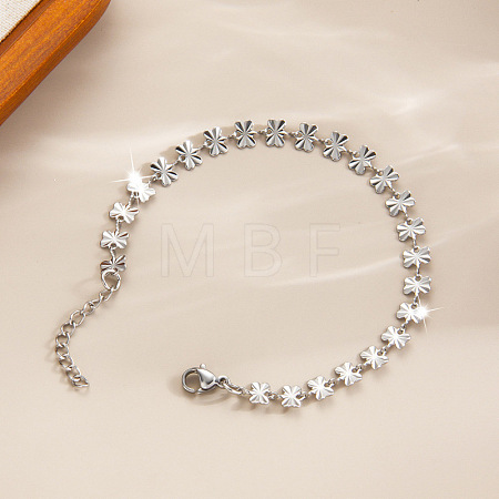 304 Stainless Steel Butterfly Link Chain Bracelets for Women WG8B455-01-1