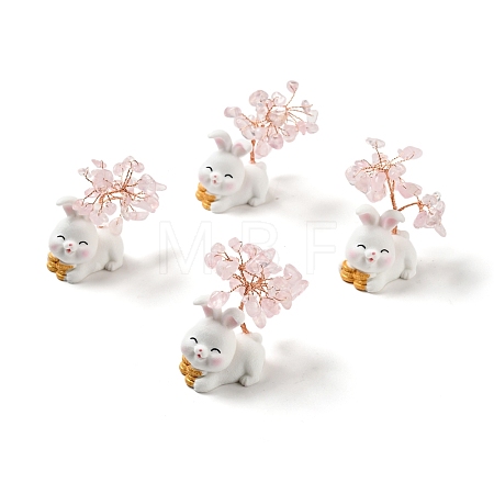 Natural Rose Quartz Tree Display Decorations DJEW-E007-01RC-04-1