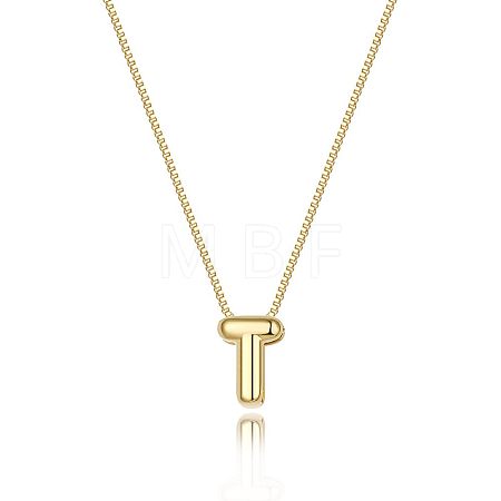 Brass Initial Pendant Box Chain Necklaces for Women FS-WG5C822-20-1