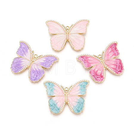 Rack Plating Alloy Enamel and ABS Imitation Pearl Pendants ENAM-T091-55M-G-1