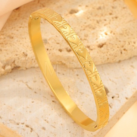 304 Stainless Steel Embossed Heart Hinged Cuff Bangles for Women WG2D3B0-01-1