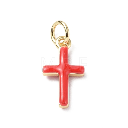 Real 18K Gold Plated Eco-Friendly Rack Plating Brass Enamel Pendants KK-F845-40G-02-1