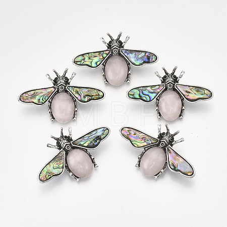 Natural Rose Quartz Brooches/Pendants G-S353-08M-1