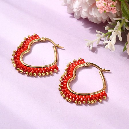 Glass Seed Hoop Earrings for Women EJEW-MZ00797-01-1