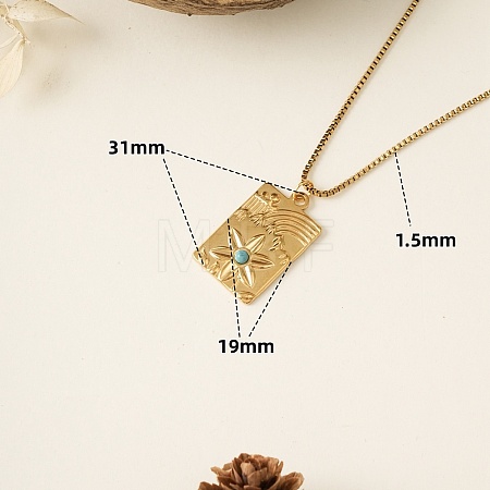 304 Stainless Steel & Synthetic Turquoise Pendant Necklaces for Women WGA2F7A-01-1