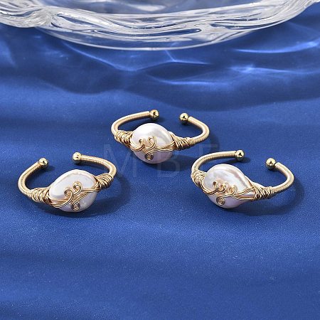 Brass Cuff Open Rings RJEW-D344-03G-1