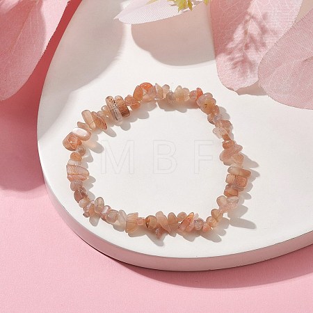 Natural Sunstone Chips Beaded Stretch Bracelets for Women BJEW-JB10046-13-1