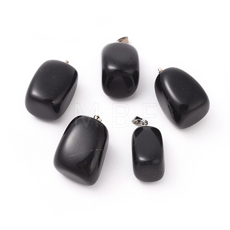 Natural Dyed & Heated Black Agate Pendants G-k302-B16-1