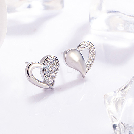 Brass Micro Pave Clear Cubic Zirconia Stud Earrings WG66561-02-1