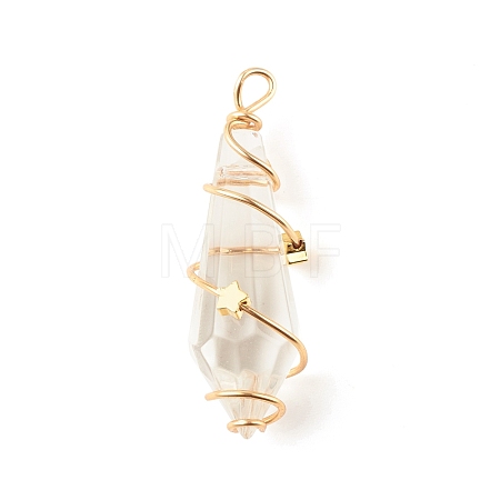 Faceted Glass Pendants PALLOY-JF01594-1