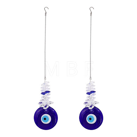 2Pcs Glass Evil Eye Pendant Decorations HJEW-GL0001-27-1