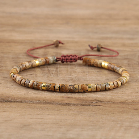 Natural Picture Jasper Beaded Braided Bracelets QH4784-4-1