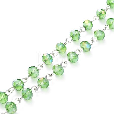 Handmade Electroplate Glass Beaded Chains AJEW-JB00529-08-1
