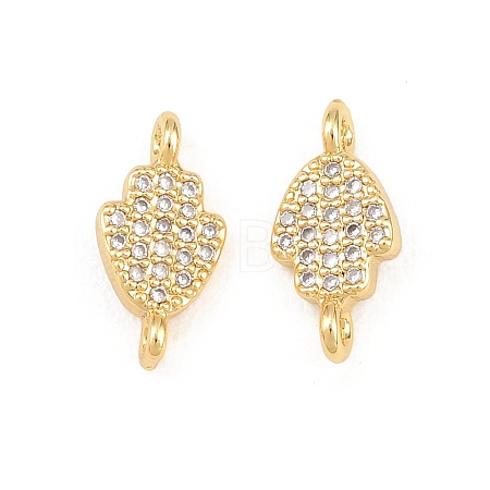 Religion Brass Micro Pave Clear Cubic Zirconia Hamsa Hand Links Connector Charms KK-C162-039G-1