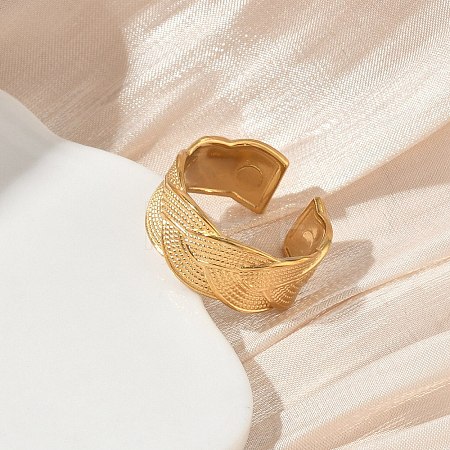 304 Stainless Steel Cuff Open Rings for Women RJEW-L341-03A-G-1