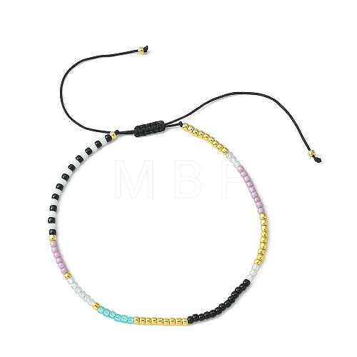 Glass Seed Braided Bead Bracelet for Women BJEW-JB09601-1