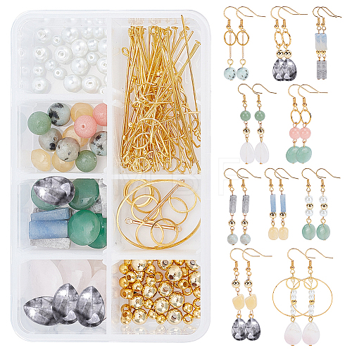 DIY Mixed Stone Earring Making Kit STAS-SC0017-43-1