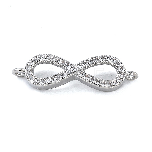 Rack Plating Brass Micro Pave Clear Cubic Zirconia Infinity Connector Charms KK-A234-079P-1