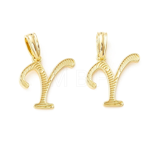 Rack Plating Eco-Friendly Brass Letter Pendants KK-K265-02G-Y-1