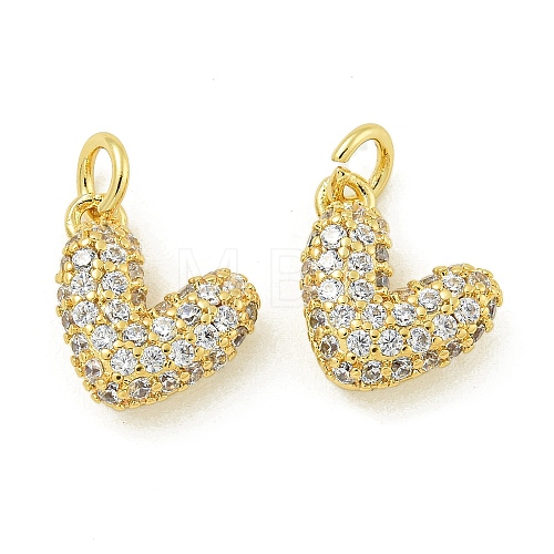 Rack Plating Brass Micro Pave Clear Cubic Zirconia Charms KK-Z067-23G-03-1