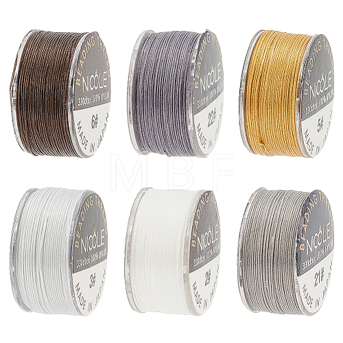   6 Rolls 6 Colors Nylon Beading Thread NWIR-PH0002-15-1