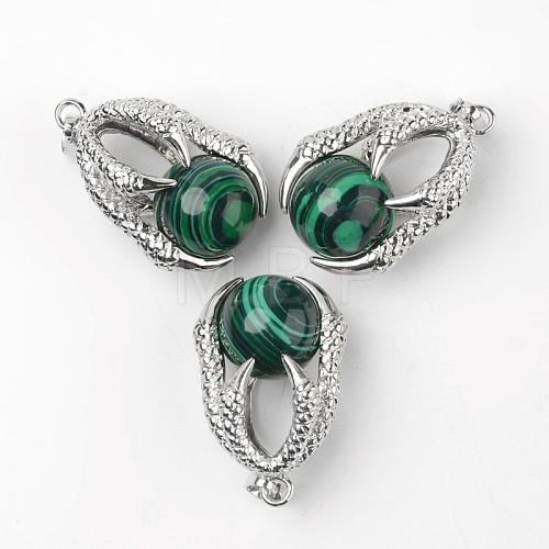 Eagle Claw Alloy Malachite Pendants G-L455-A21-1