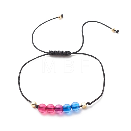 Acrylic & Brass Braided Bead Bracelet BJEW-JB08547-1