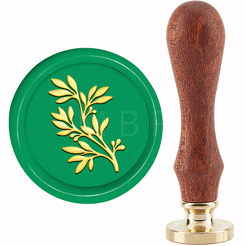 Brass Wax Seal Stamp with Handle AJEW-WH0184-0958-1