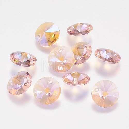 Faceted Glass Rhinestone Charms RGLA-F049-10mm-223PS-1