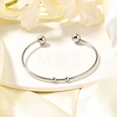 Tarnish Resistant Fashion 304 Stainless Steel Cuff Bangles Torque Bangles BJEW-H473-01P-1