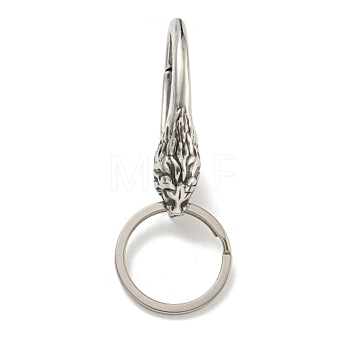 Tibetan Style 316 Surgical Stainless Steel Fittings with 304 Stainless Steel Key Ring FIND-Q101-20AS-1