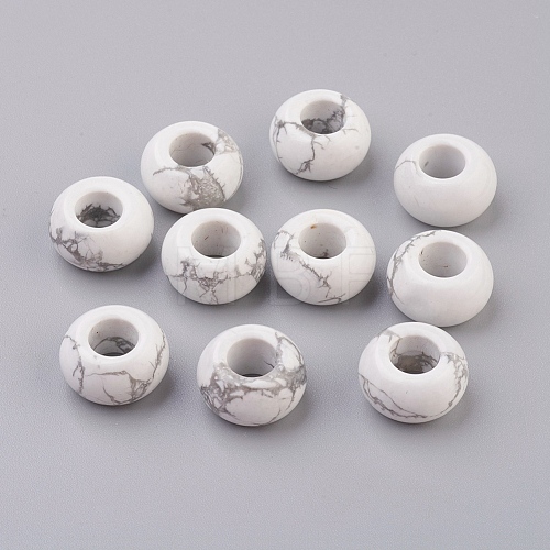 Natural Howlite European Beads X-G-G740-14x8mm-07-1