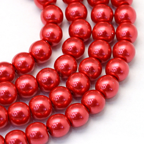 Baking Painted Pearlized Glass Pearl Round Bead Strands X-HY-Q330-8mm-74-1