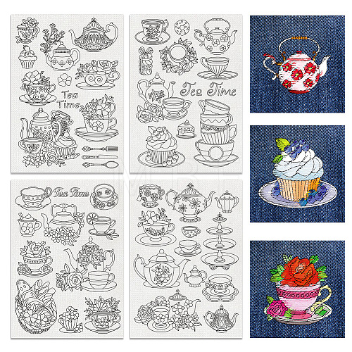 4 Sheets 11.6x8.2 Inch Stick and Stitch Embroidery Patterns DIY-WH0455-175-1