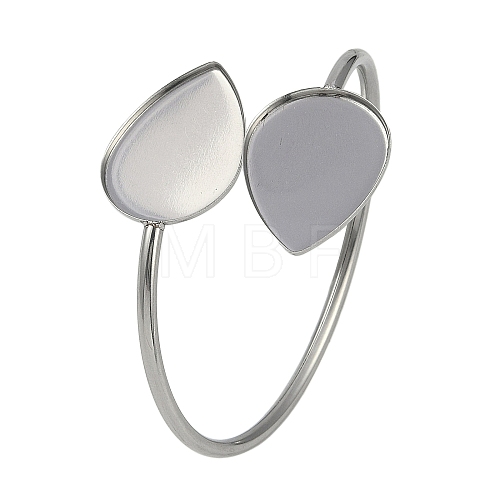 304 Stainless Steel Blank Bangle Bases with Teardrop Tray STAS-Z088-01P-06-1