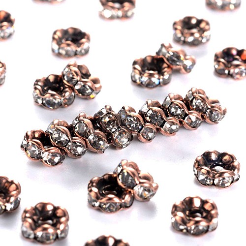 Brass Rhinestone Spacer Beads X-RB-A014-L6mm-01R-NF-1