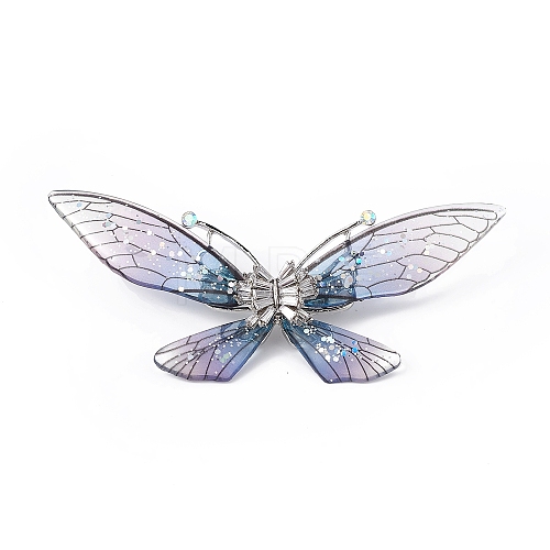 Bling Resin Butterfly Brooch Pin with Crystal Rhinestone JEWB-P016-04P-03-1