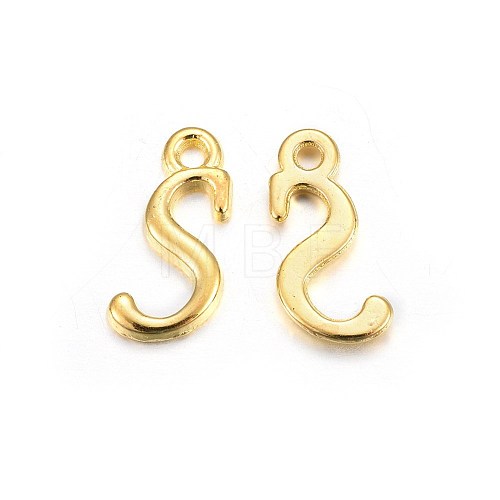 Golden Plated Alloy Letter Pendants X-PALLOY-J718-01G-S-1