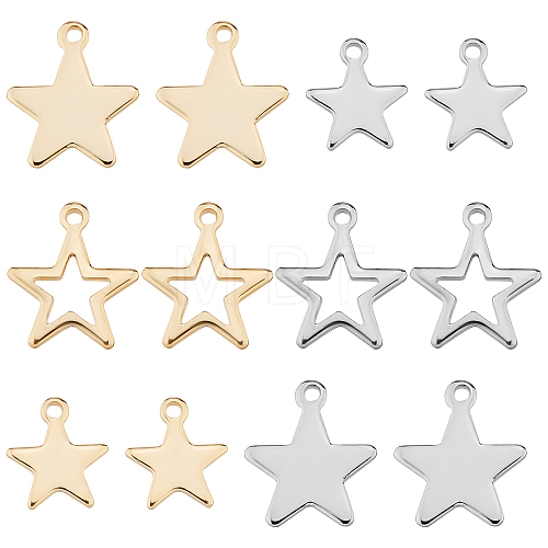 120Pcs 6 Style 304 Stainless Steel Charms STAS-SC0004-02-1
