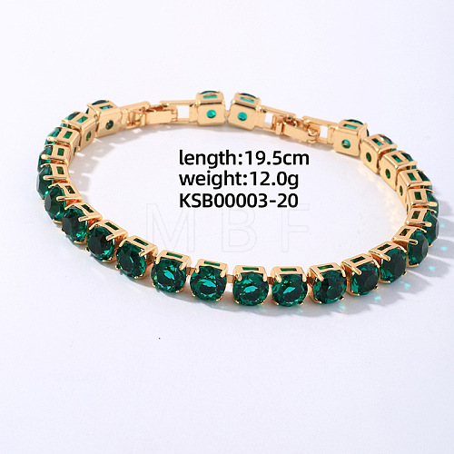 Hip-hop Brass Micro Cubic Zirconia Link Chain Bracelets for Men and Women FX8797-20-1