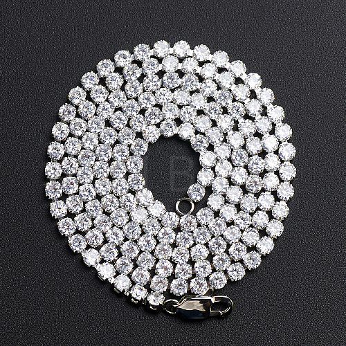 Hip-hop Street Style Titanium Steel Rhinestone Cup Chains Necklace for Men and Women FN4235-4-1