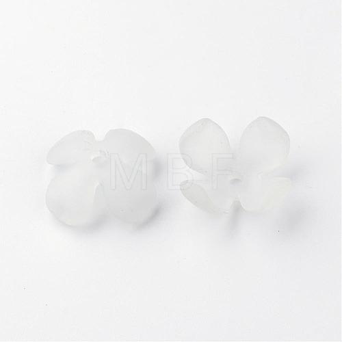 4-Petal Transparent Acrylic Bead Caps FACR-Q010-01L-1