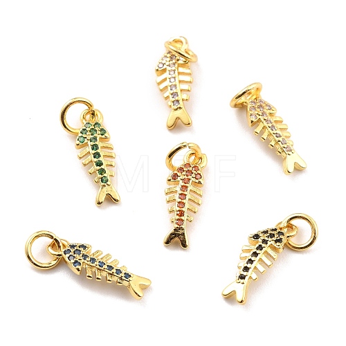 Brass Micro Pave Cubic Zirconia Charms KK-A156-09G-RS-1