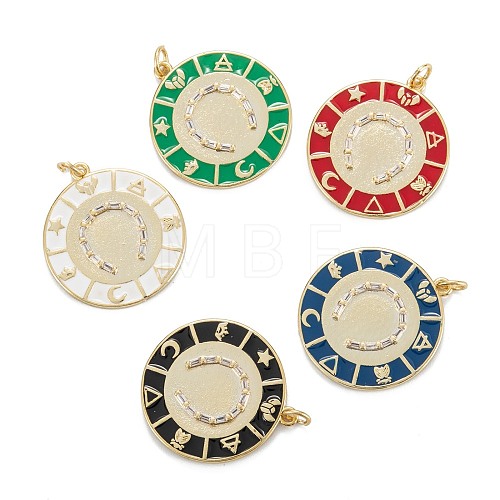 Brass Micro Pave Clear Cubic Zirconia Pendants KK-G399-07-1