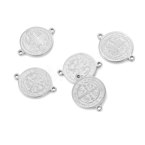 Anti-Tarnish Stainless Steel Flat Round Connector Charms PW-WGBC551-07-1