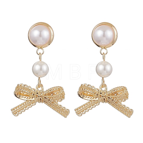 Round Shell Pearl Ear Studs EJEW-TA00539-1