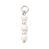 Natural Cultured Freshwater Pearl Potato with Round Electroplate Synthetic Non-magnetic Hematite Pendants PALLOY-JF04853-01-3