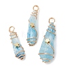 Electroplated Natural Quartz Crystal Dyed Copper Wire Wrapped Pendants PALLOY-JF02326-03-1