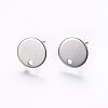 Flat Plate 201 Stainless Steel Stud Earring Findings STAS-I095-04P-A-1