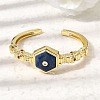 Hexagon Brass Pave Natural Gemstone & Cubic Zirconia Cuff Bangles for Women BJEW-Z172-01G-4